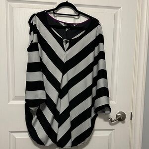Black and White Striped Women's Top